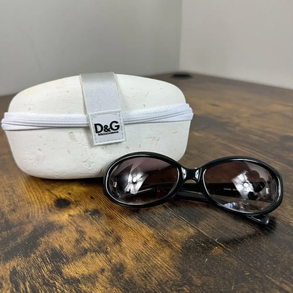 D&G Dolce & Gabbana Sunglasses DD3025 Womens Black Brown Gradient Oval 58-17 125